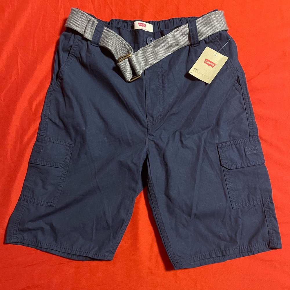 Levi's Boys Dark Blue Cargo Shorts with Belt